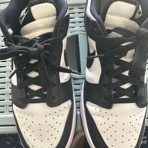 Nike Black and White High-Top Sneakers with Perforated Toe Box